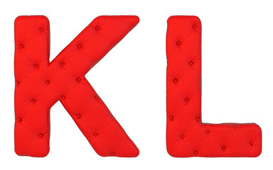 Luxury red leather font K L letters