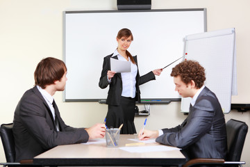 a young business woman making presentation