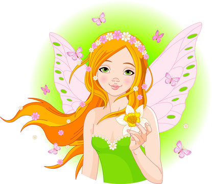 Spring fairy with narcissus