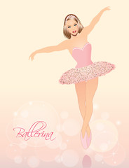 Vector Illustration of  Cute dancing  Ballerina