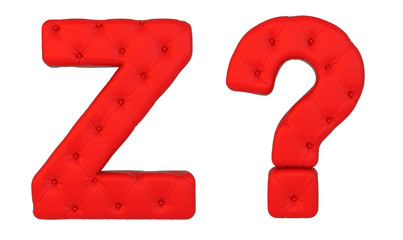 Luxury red leather font Z and query mark