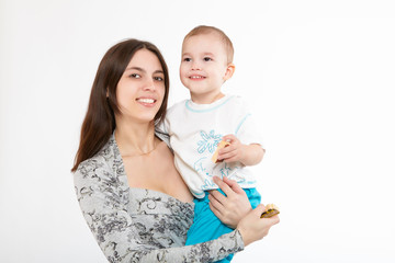 young mother having fun with her little son