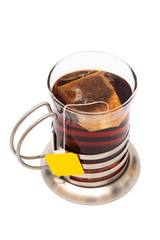 Tea in a glass with a cup holder