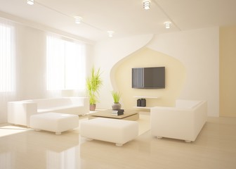 white interior design with furniture