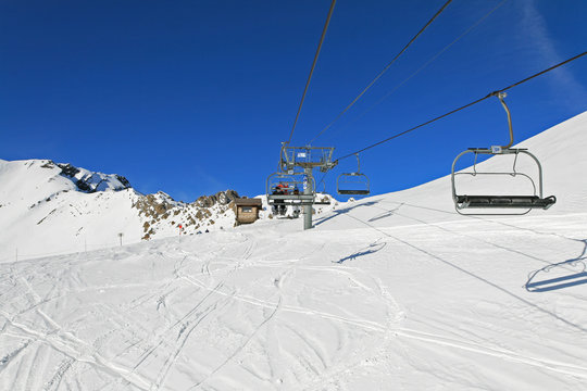 on the ski lift