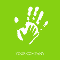 Logo imprint and child's hand  # Vector - obrazy, fototapety, plakaty
