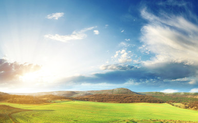 Obraz premium Green meadow in mountain.