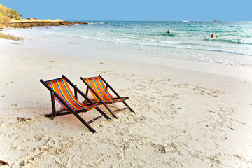 canvas chair at the beach