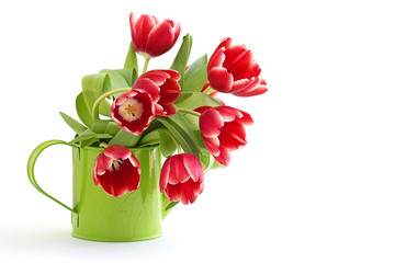 bunch of red tulips