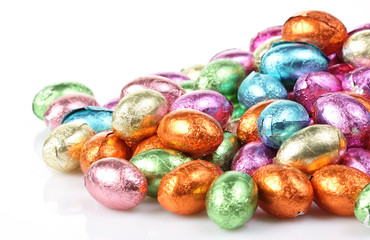 chocolate easter-eggs, on white
