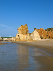 Colorful rock cliffs of the Algarve in Portugal