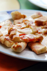 Turkish Pide with cheese and tomato