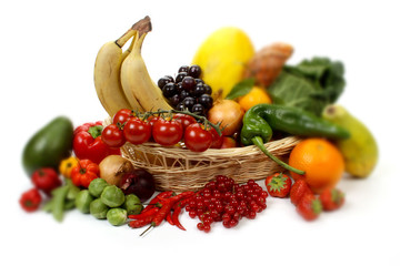 Fruits and vegetables in a basket