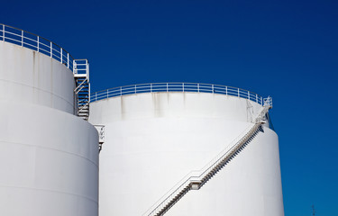 White storage tanks