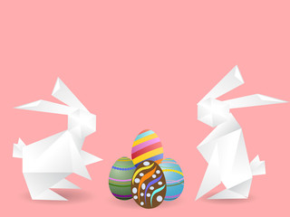 paper rabbits with easter eggs
