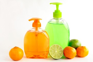 cosmetics and fruits for healthy bath