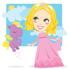Sweet Princess and little magical unicorn