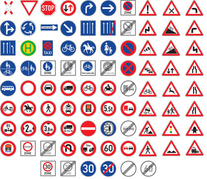 Verkehrszeichen & Gefahrzeichen Set