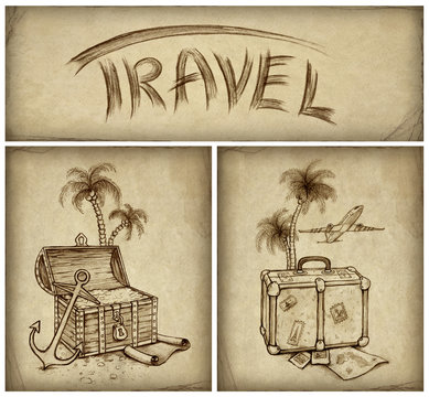 Set of travel illustration