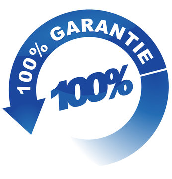 100 pour 100 garantie sur vignette fléchée bleue