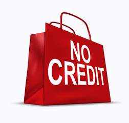 No credit symbol represented by an empty red bag