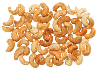 Unshelled roasted cashew nuts  food background
