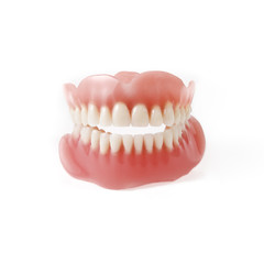 New medical denture smile white white teeth on white background