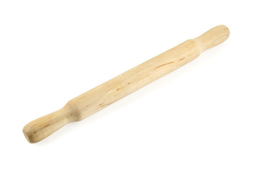 wooden rolling pin isolated on white