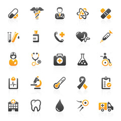 orange medicine icons - set 8