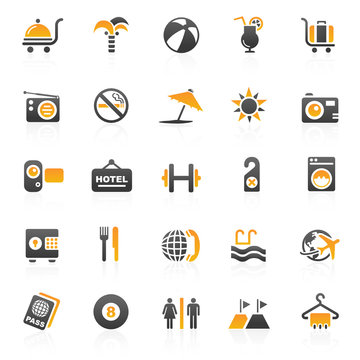 orange holiday hotel icons - set 10