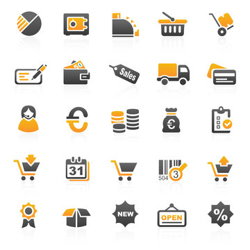 orange finance hotel icons - set 4
