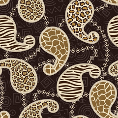 Paisley style seamless background with animal skin pattern. © Svetlana Ivanova