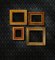 Gold frames damask wall