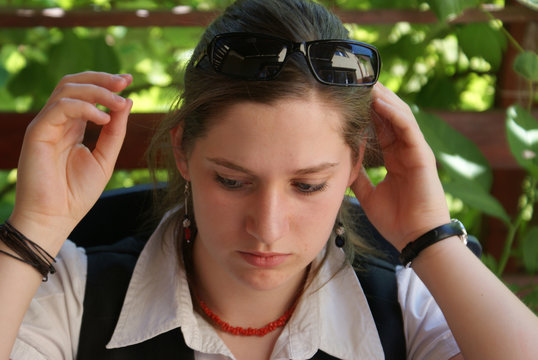 Learning girl before exam peroid