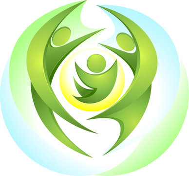 Eco-icon With Happy Green Family