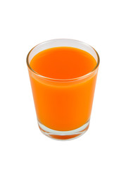 glass of carrot juice isolated on white background