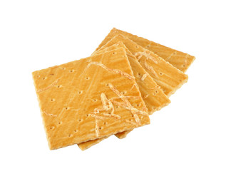 Crackers with cheese isolated on white background
