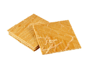 Crackers with cheese isolated on white background