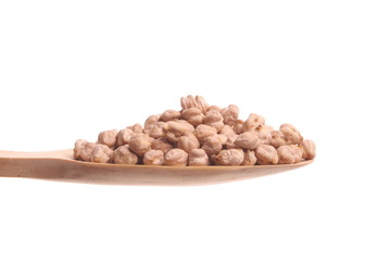 Chickpea on a wooden spoon