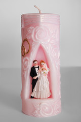 weeding candle on gray background