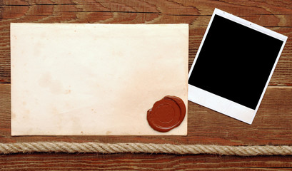 Old paper with a wax seal