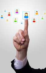 hand pressing social netowork icon