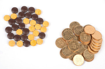 Pills and coins