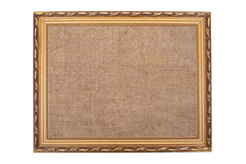 Golden frame with burlap texture