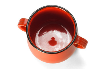 Red clay pot elevated view