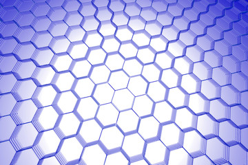 Abstract hexagon background (3D xray blue transparent on white)