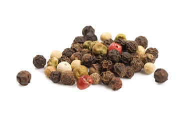 Peppercorns isolated on a white background