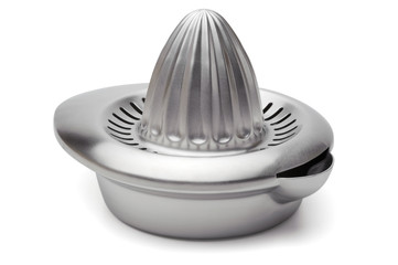 Stainless steel juicer on a white background