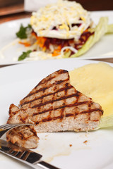 grilled steak with potatoes