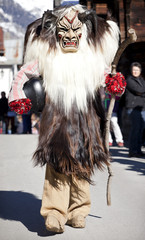 Traditional Tschaggatta costume at the Carnival in Wiler